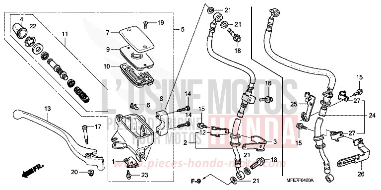 FR. BRAKE MASTER CYLINDER (VT750C2/C2F/C2B) for Shadow Aero DEGITAL SILVER METALLIC (NHA30A) from 2008